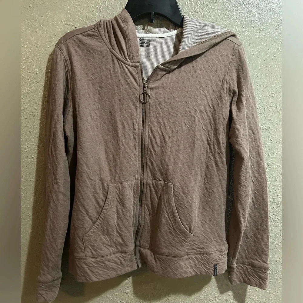 Columbia hoodie full zip soft brown sz L